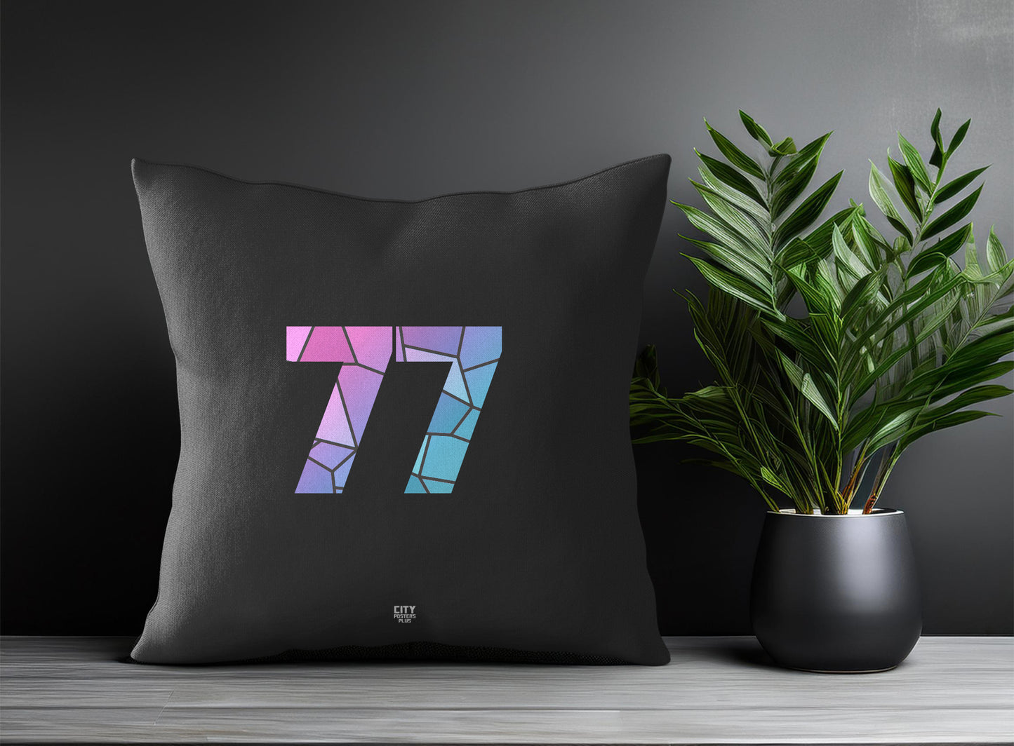 77 Number Pillow Case and Pillow Throw (Charcoal Grey)