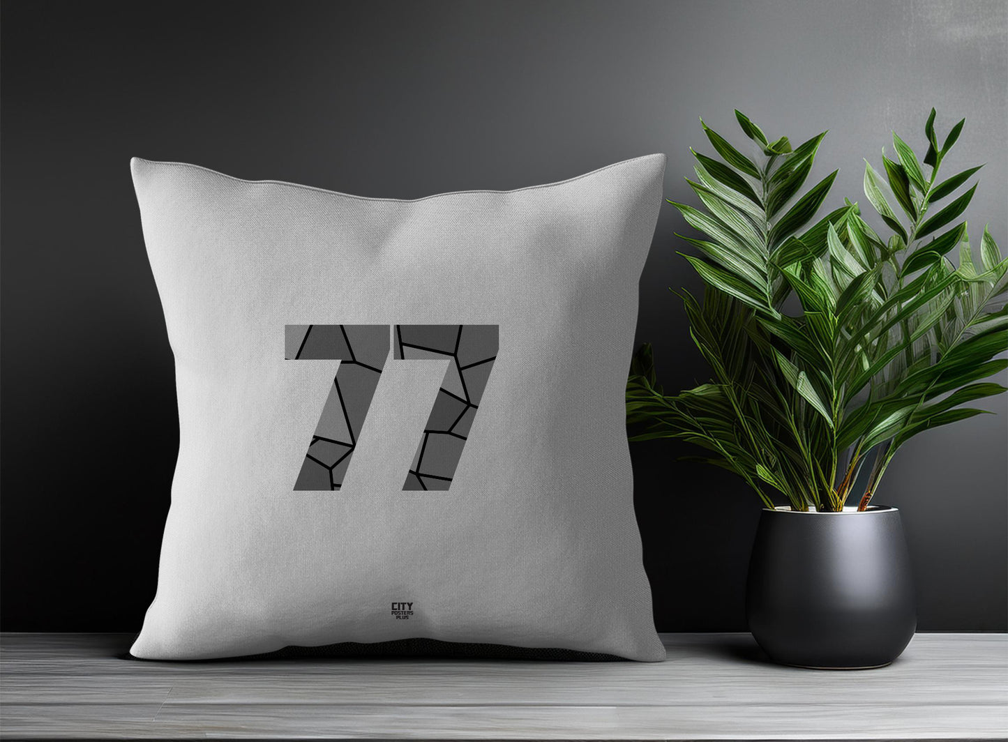 77 Number Pillow Case and Pillow Throw (Melange Grey)