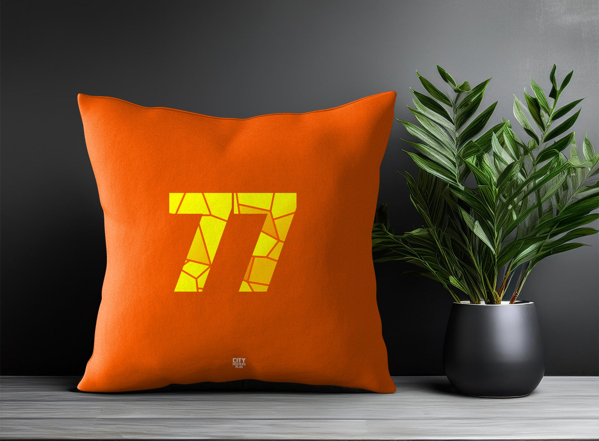77 Number Pillow Case and Pillow Throw (Orange)