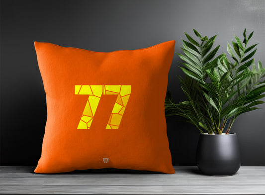 77 Number Pillow Case and Pillow Throw (Orange)