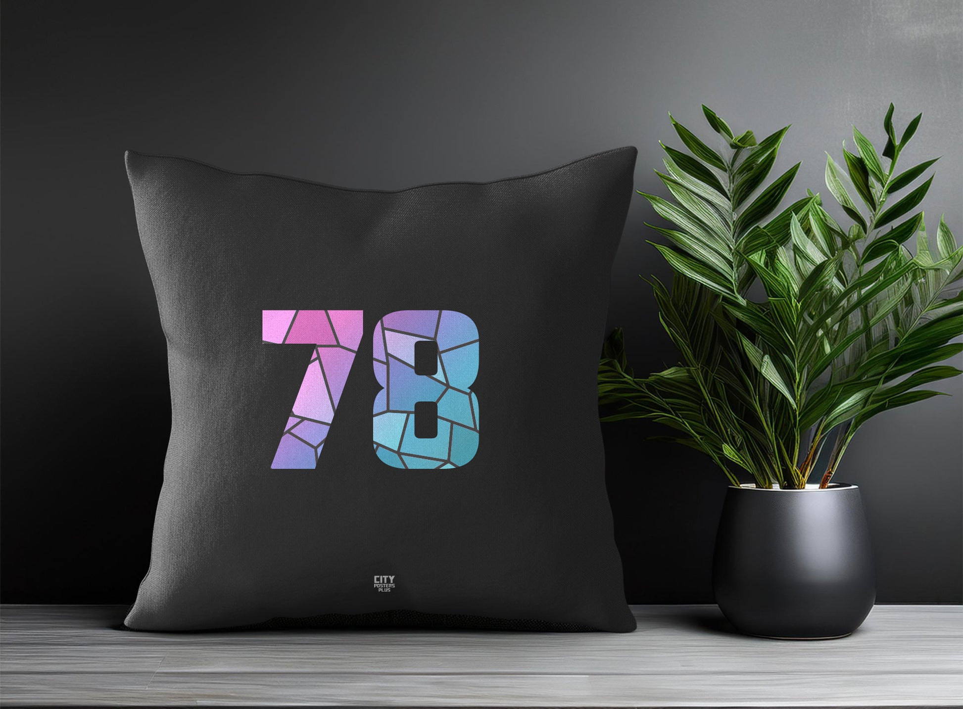 78 Number Pillow Case and Pillow Throw (Charcoal Grey)