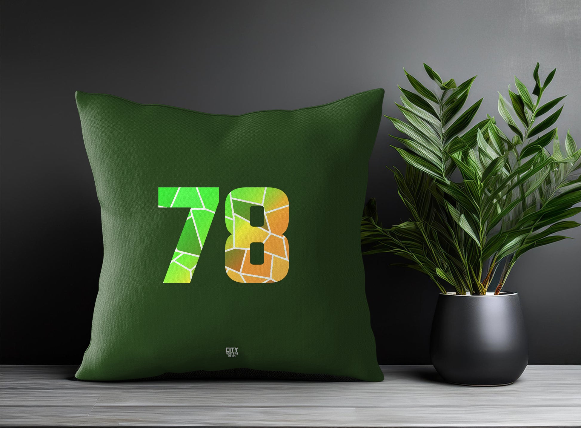 78 Number Pillow Case and Pillow Throw (Olive Green)