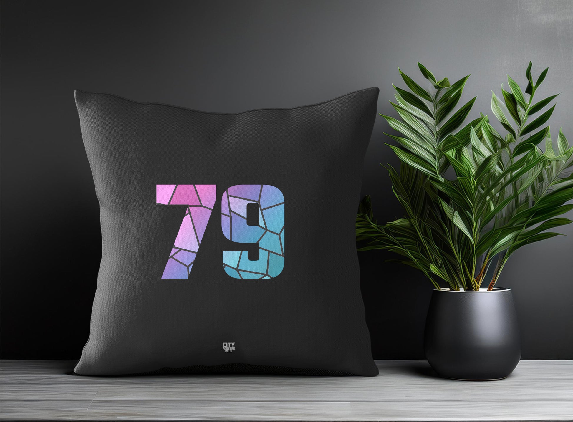 79 Number Pillow Case and Pillow Throw (Charcoal Grey)