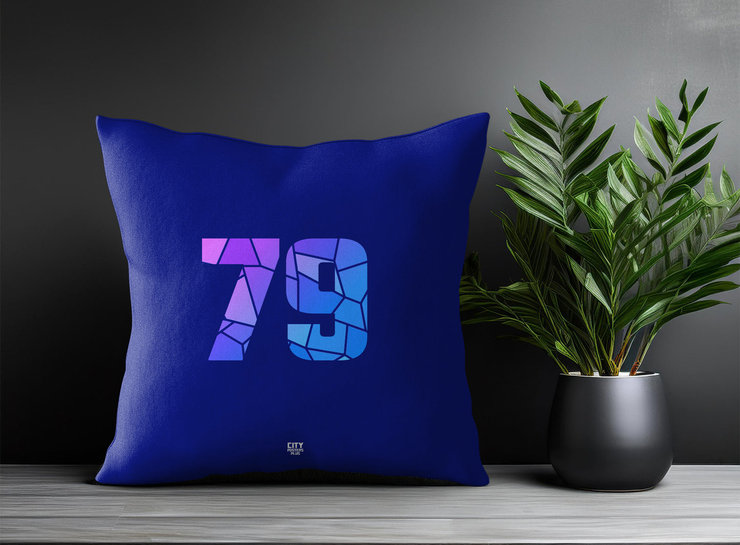 79 Number Pillow Case and Pillow Throw (Royal Blue)