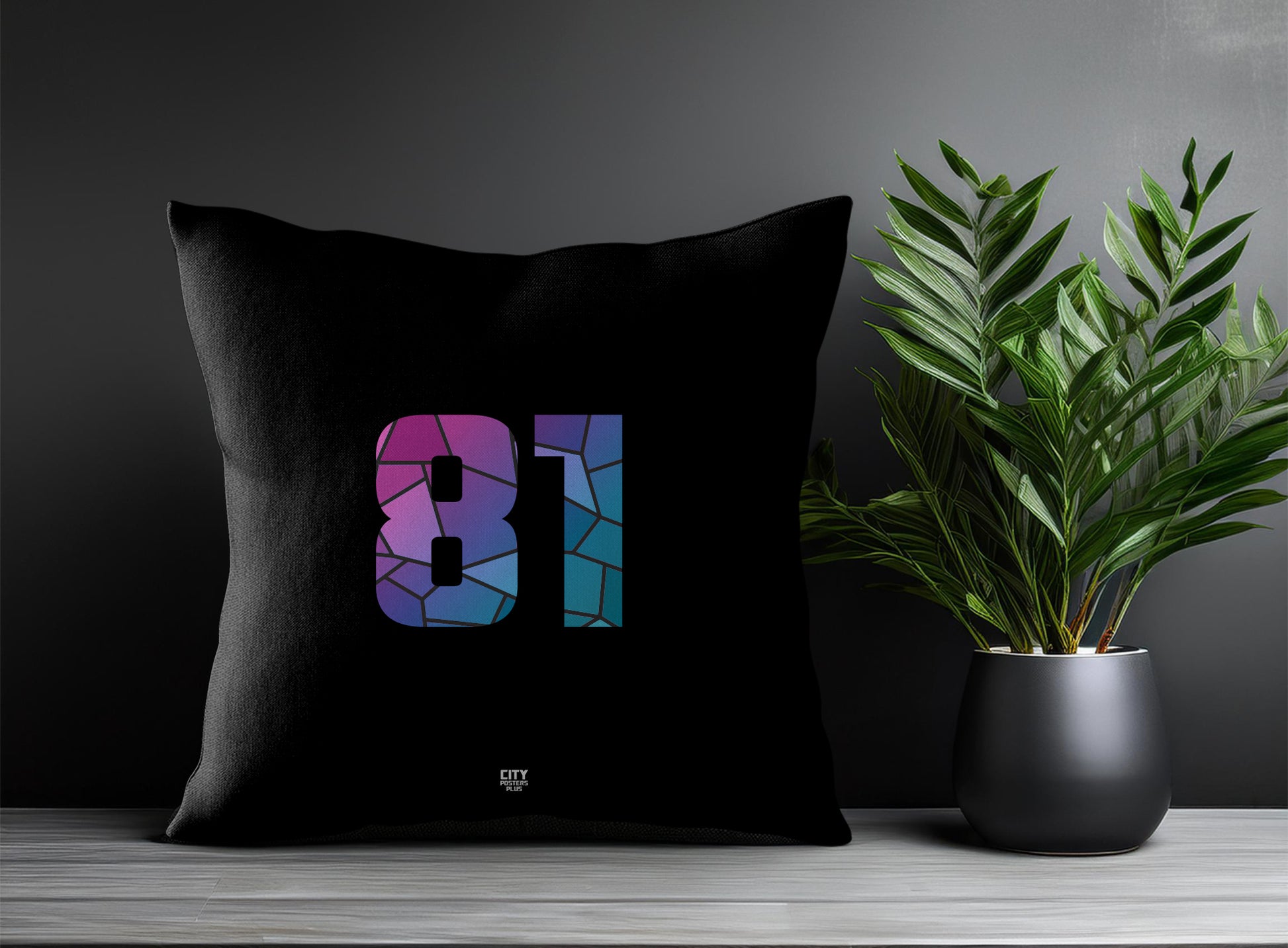 81 Number Pillow Case and Pillow Throw (Black)