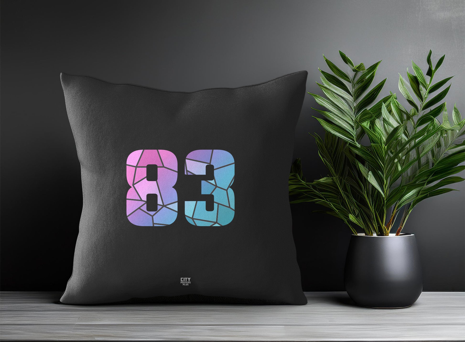 83 Number Pillow Case and Pillow Throw (Charcoal Grey)