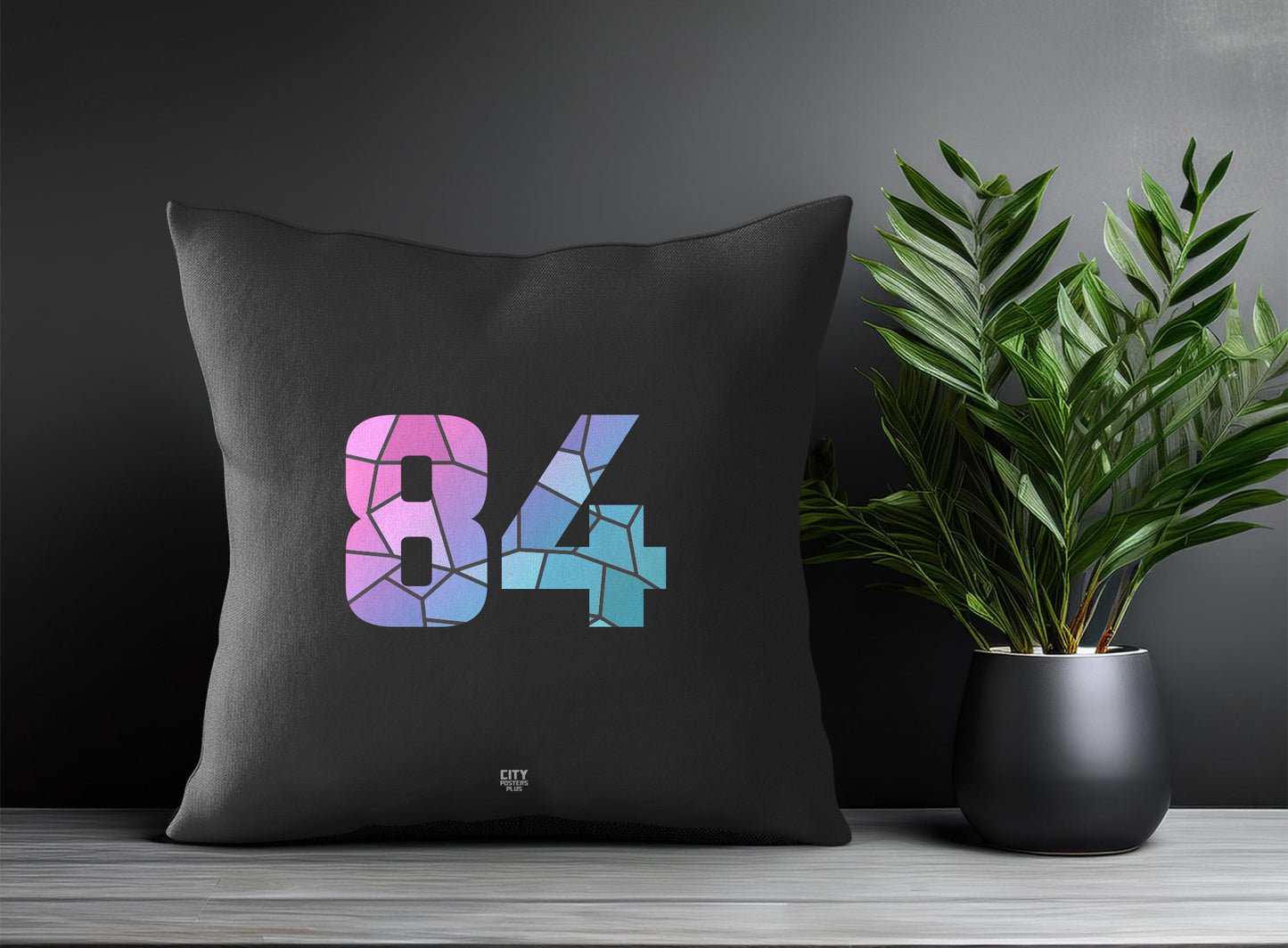 84 Number Pillow Case and Pillow Throw (Charcoal Grey)