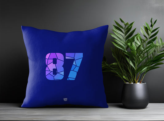 87 Number Pillow Case and Pillow Throw (Royal Blue)