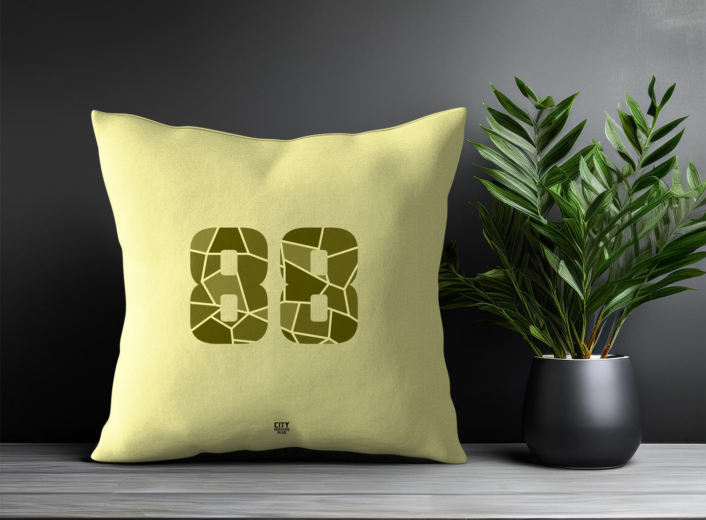 88 Number Pillow Case and Pillow Throw (Butter Yellow)