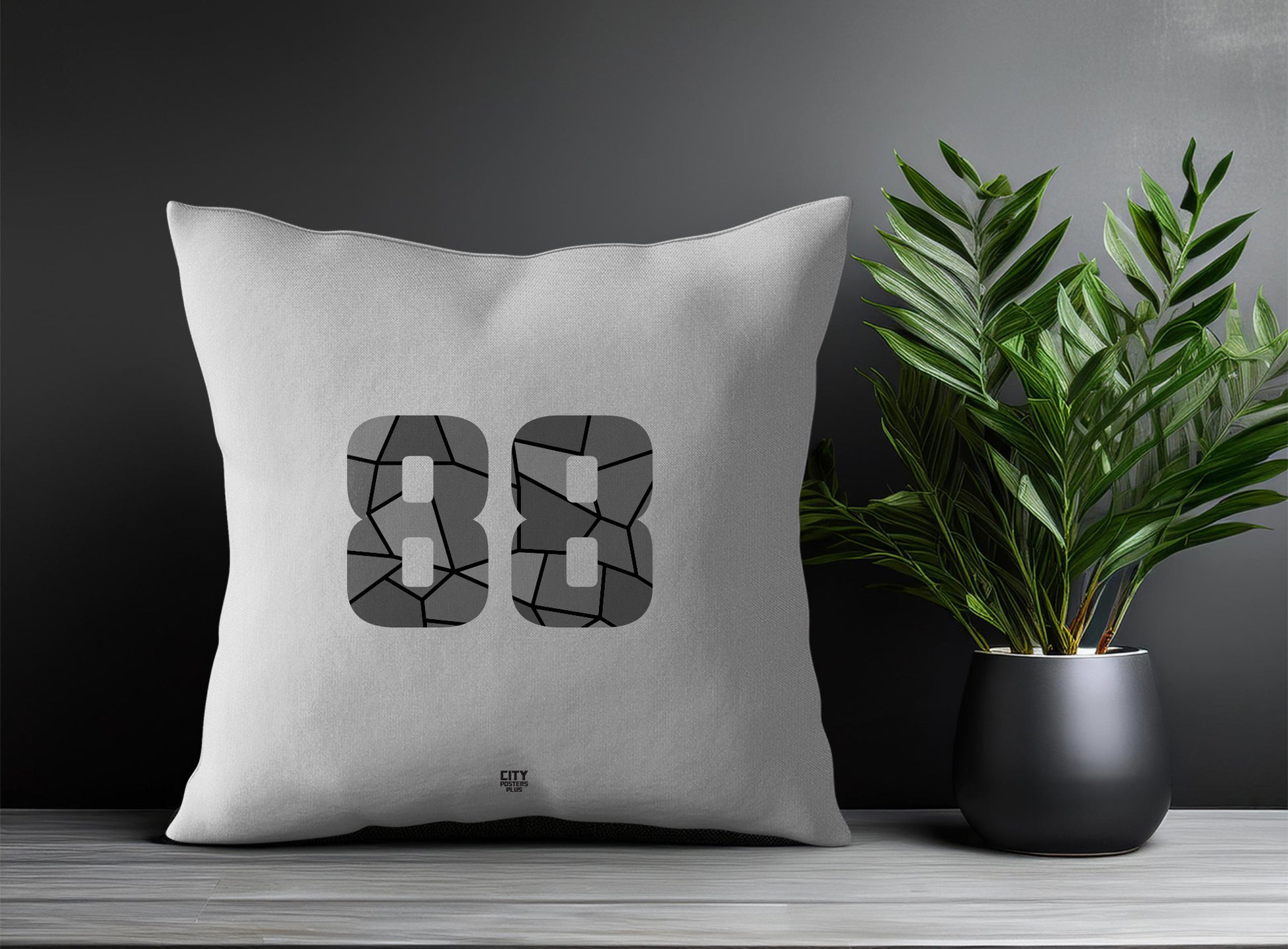88 Number Pillow Case and Pillow Throw (Melange Grey)