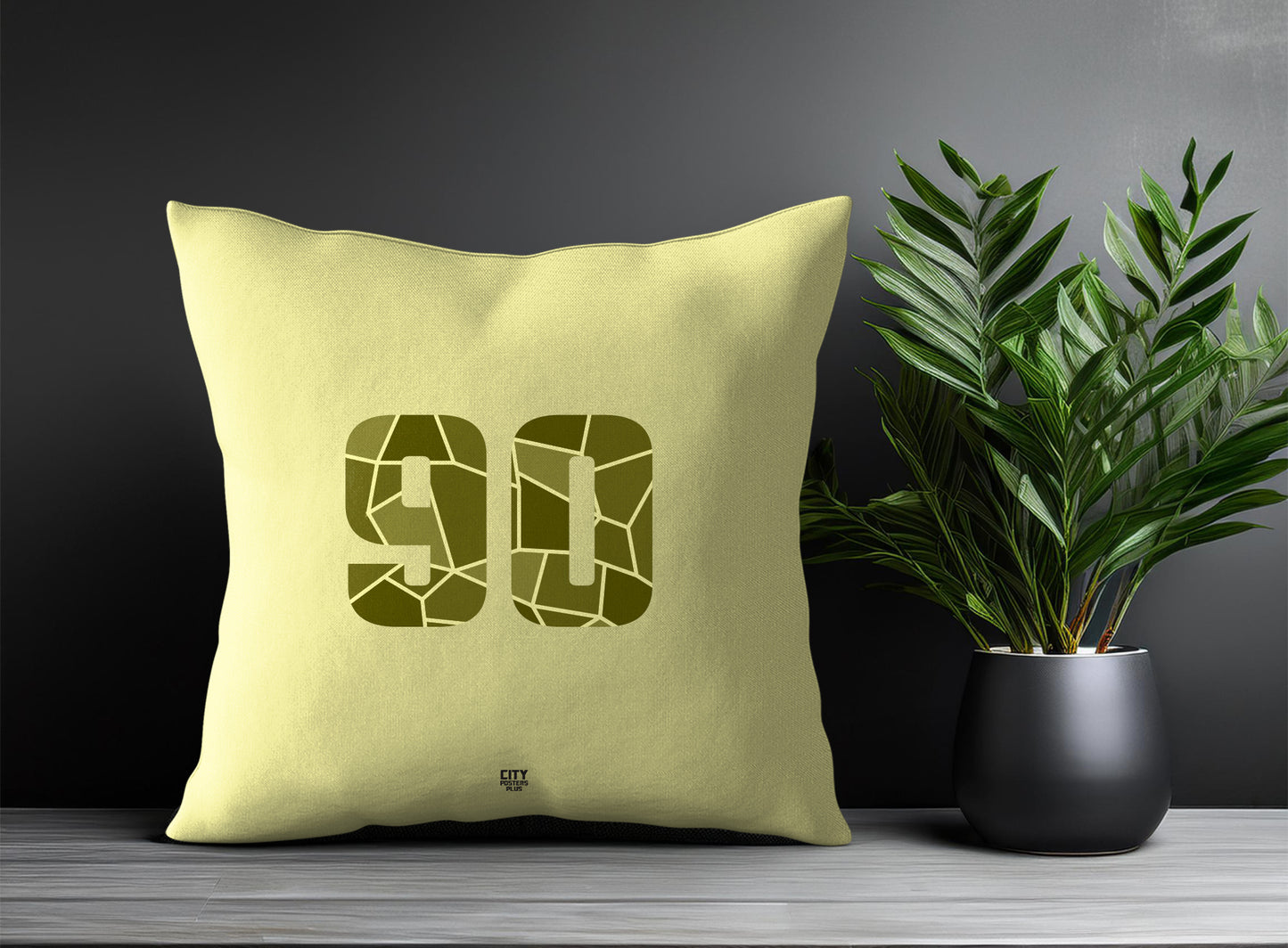 90 Number Pillow Case and Pillow Throw (Butter Yellow)