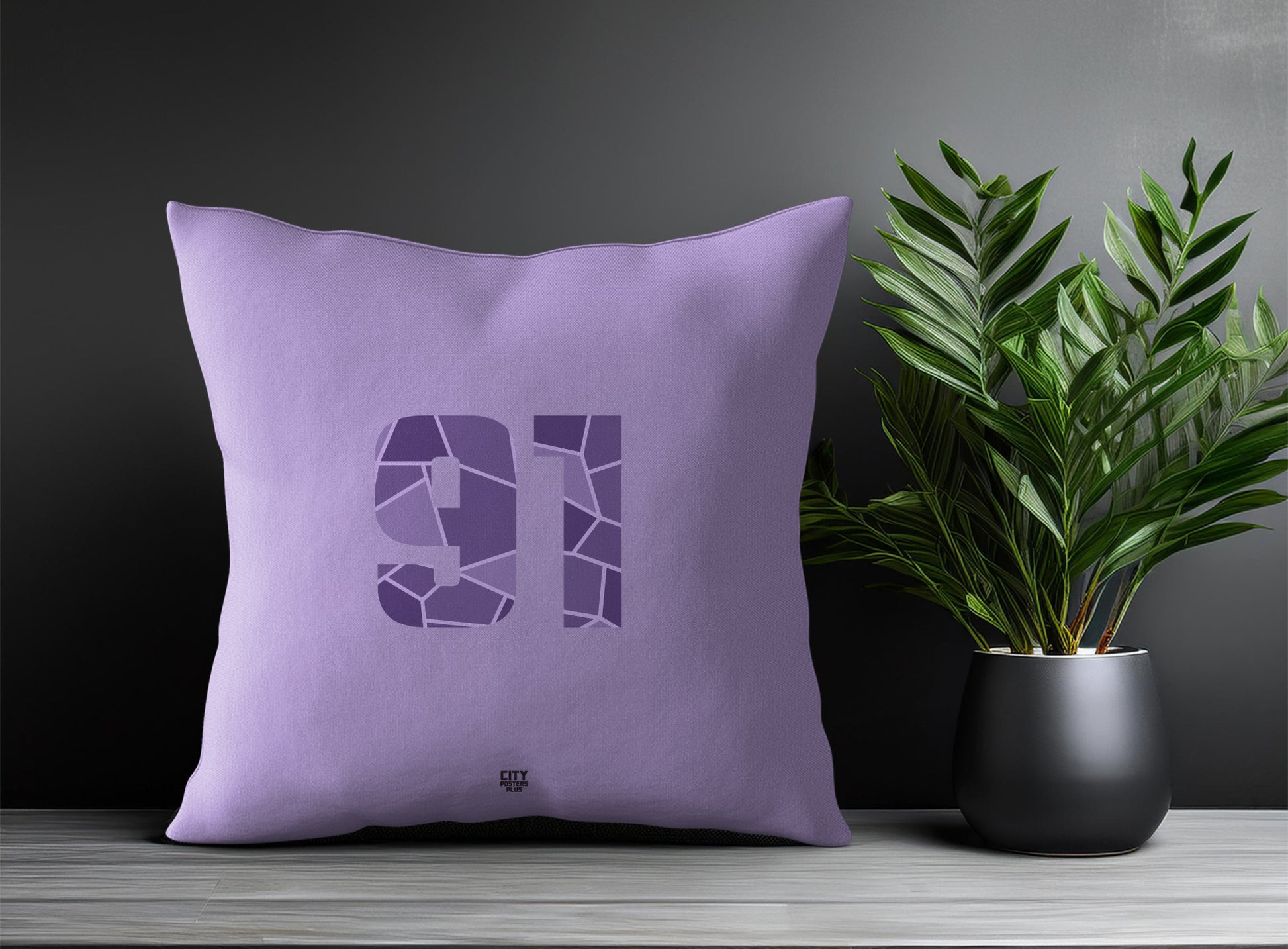91 Number Pillow Case and Pillow Throw (Iris Lavender)