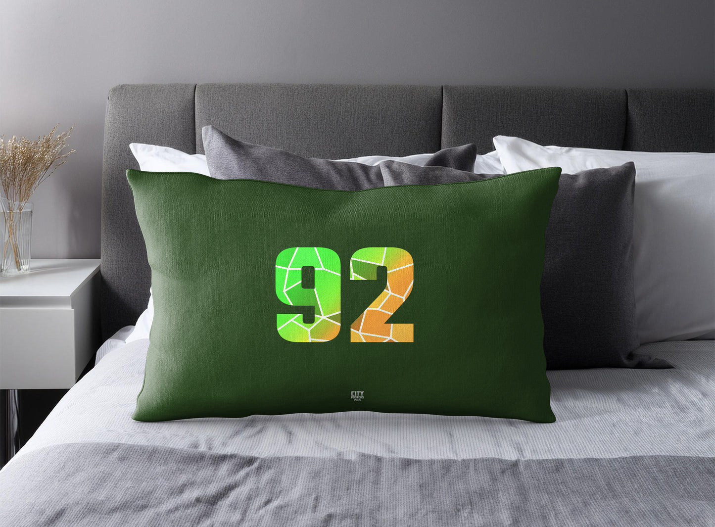 Print Deliver Plus 92 Number Pillow Case and Pillow Throw (Olive Green)