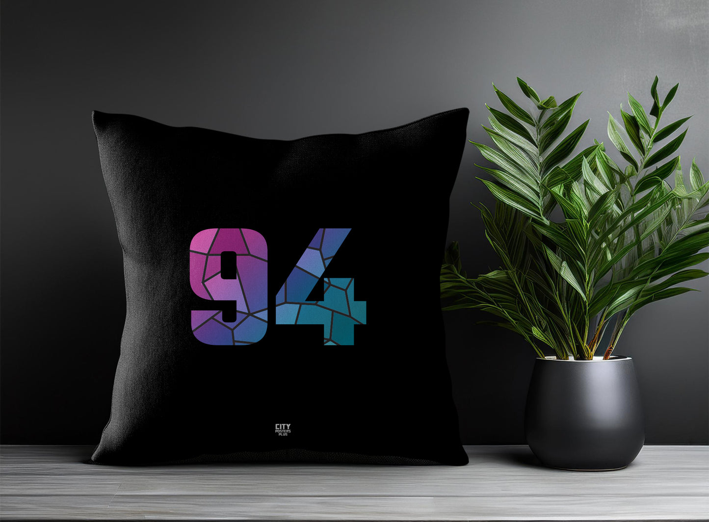 94 Number Pillow Case and Pillow Throw (Black)