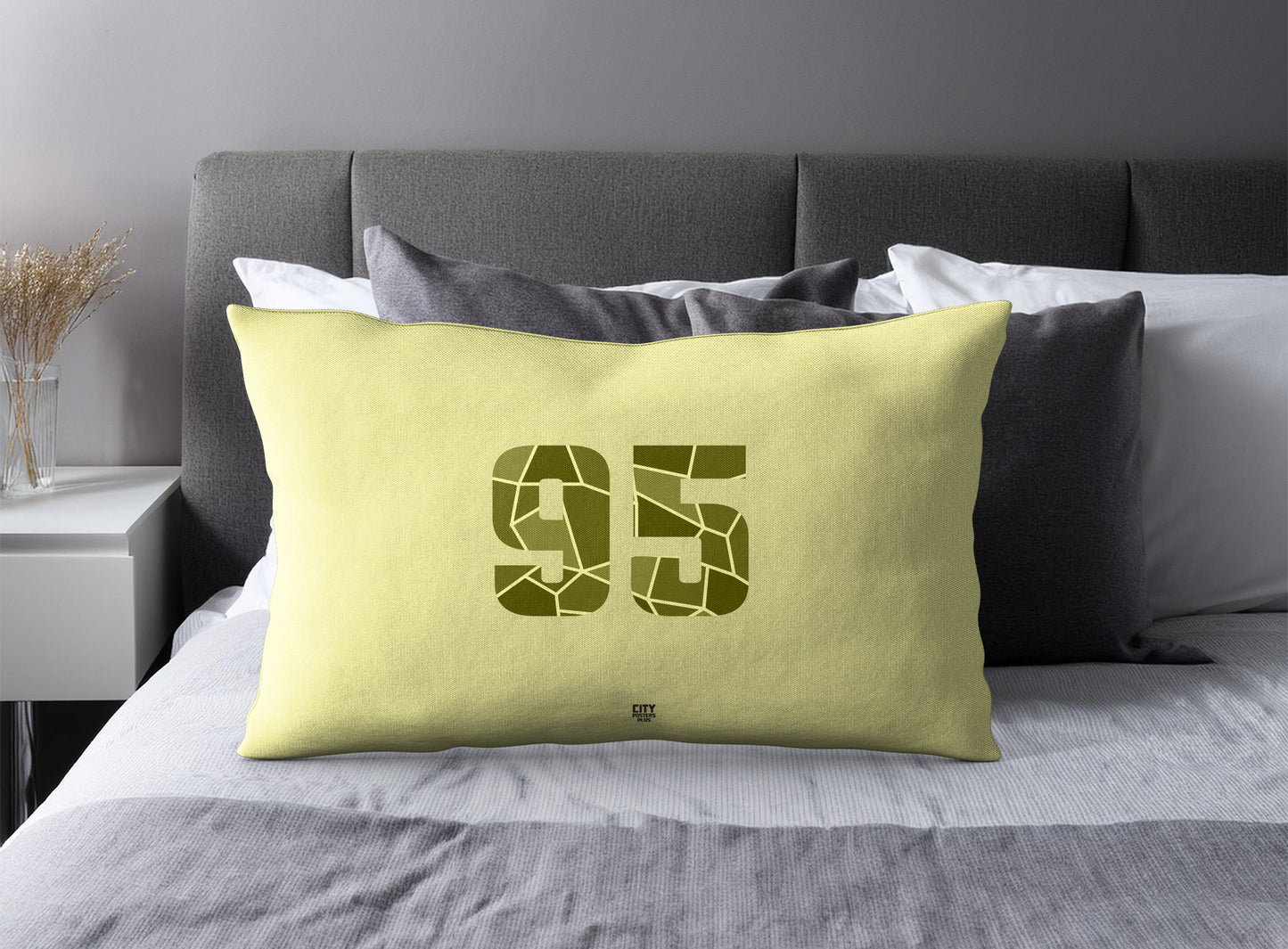 Print Deliver Plus 95 Number Pillow Case and Pillow Throw (Butter Yellow)