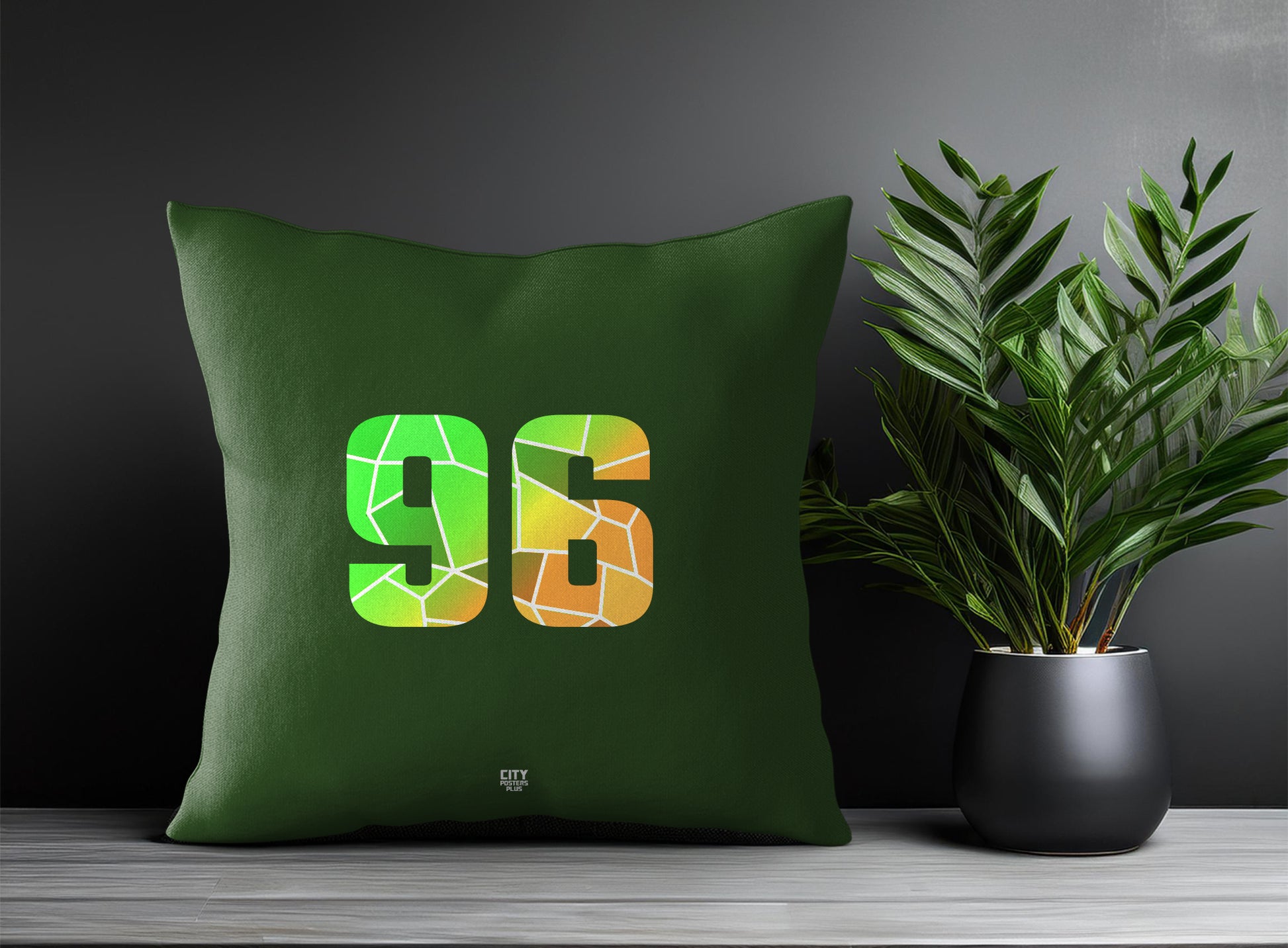 96 Number Pillow Case and Pillow Throw (Olive Green)