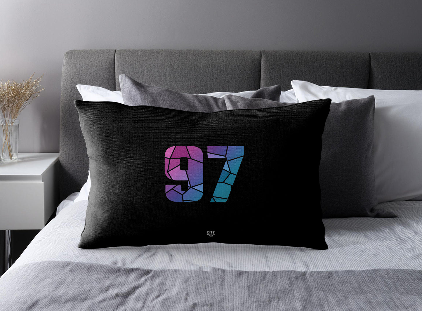 Print Deliver Plus 97 Number Pillow Case and Pillow Throw (Black)
