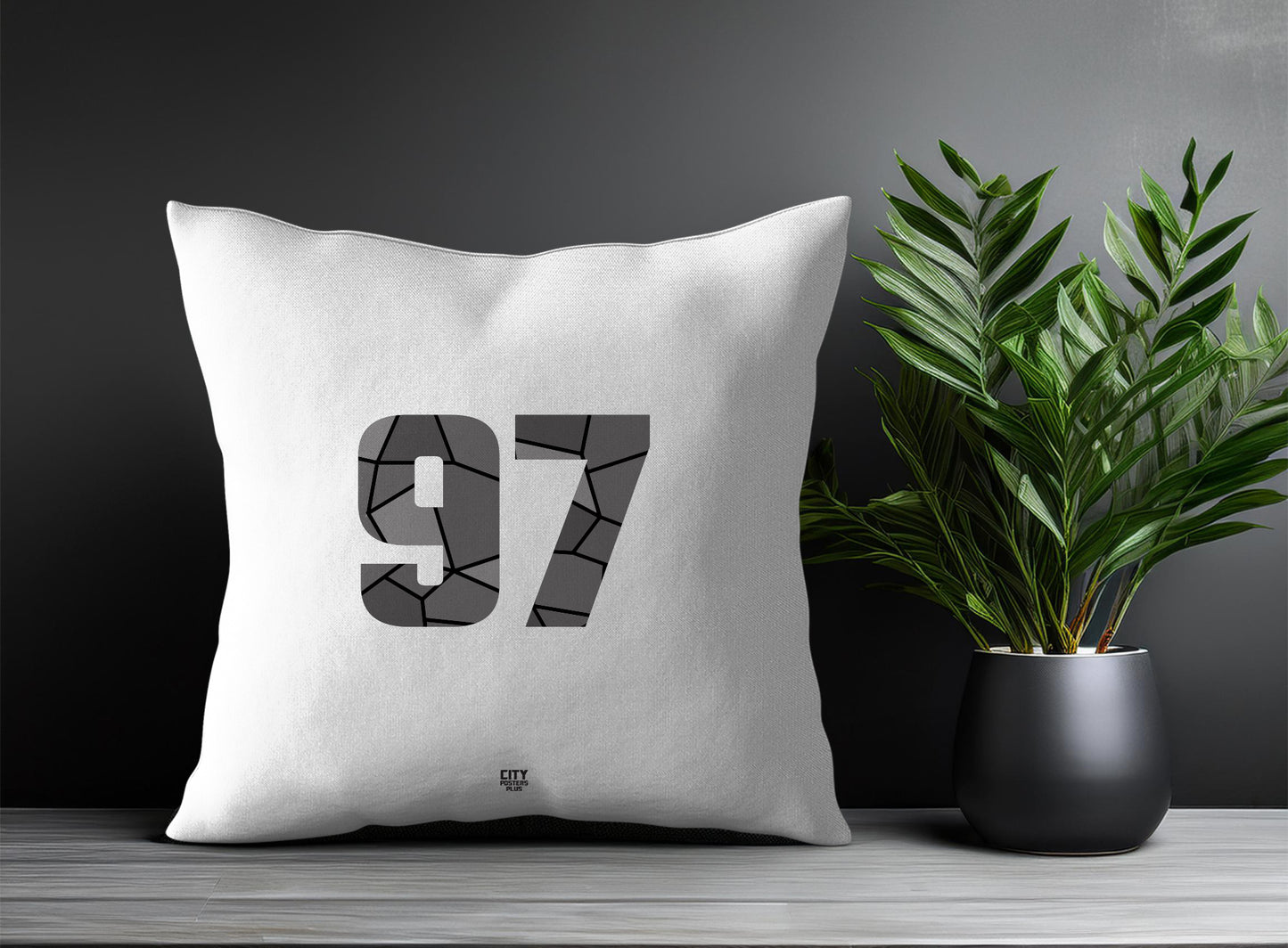 97 Number Pillow Case and Pillow Throw (White)