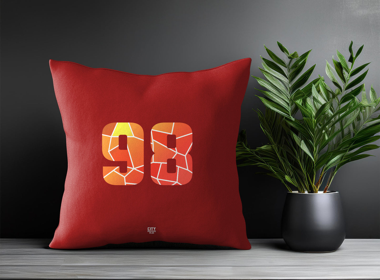 98 Number Pillow Case and Pillow Throw (Red)
