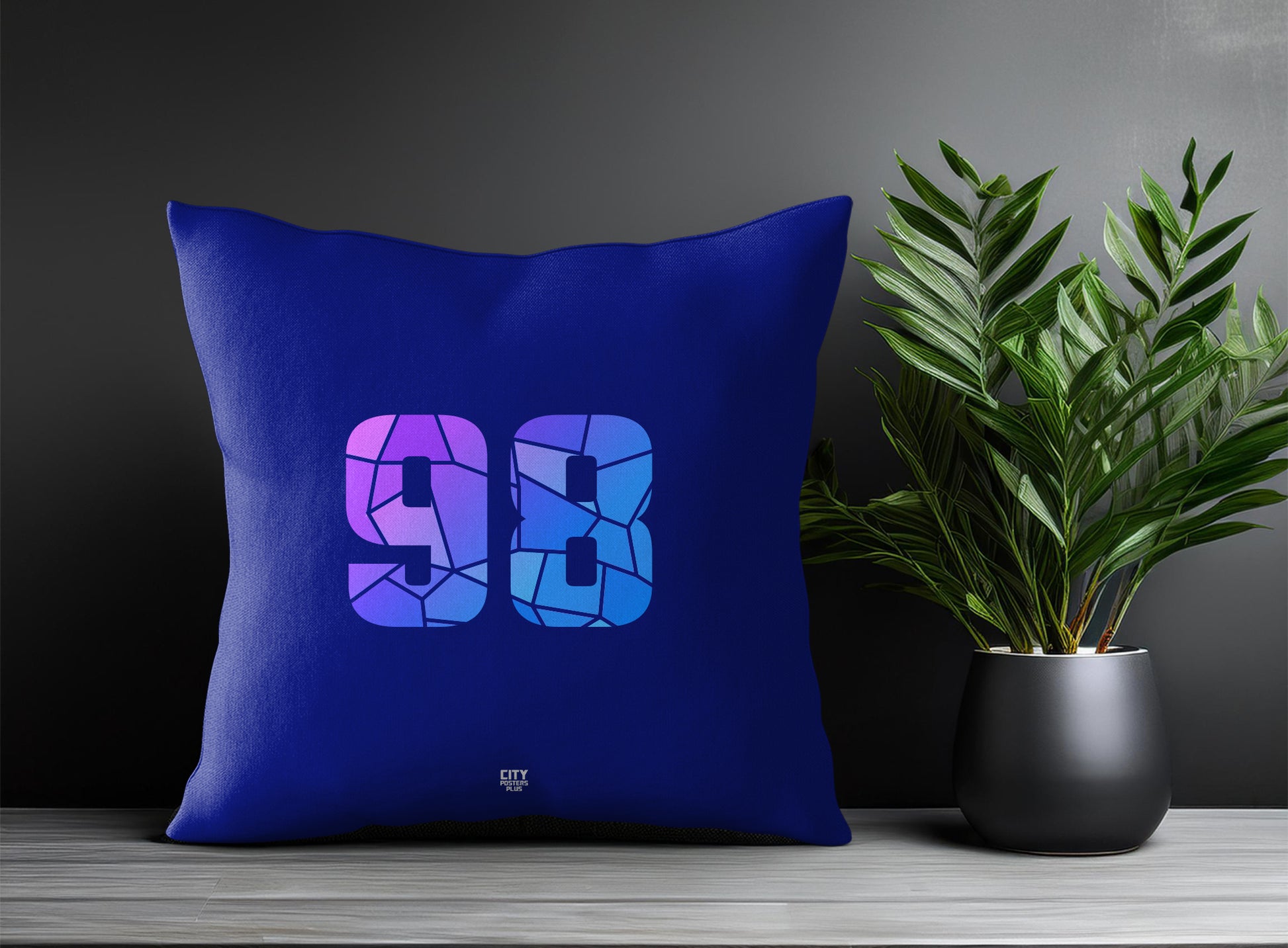 98 Number Pillow Case and Pillow Throw (Royal Blue)