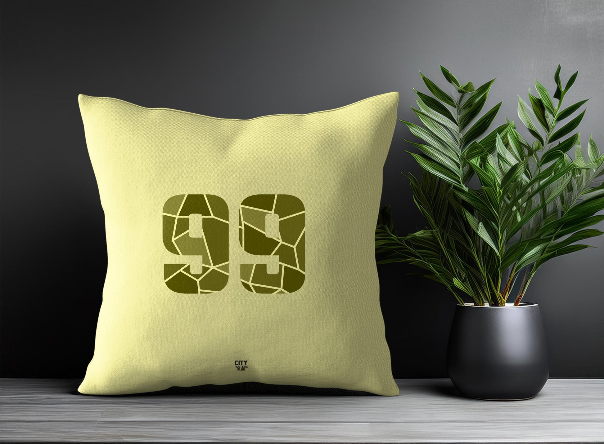 99 Number Pillow Case and Pillow Throw (Butter Yellow)