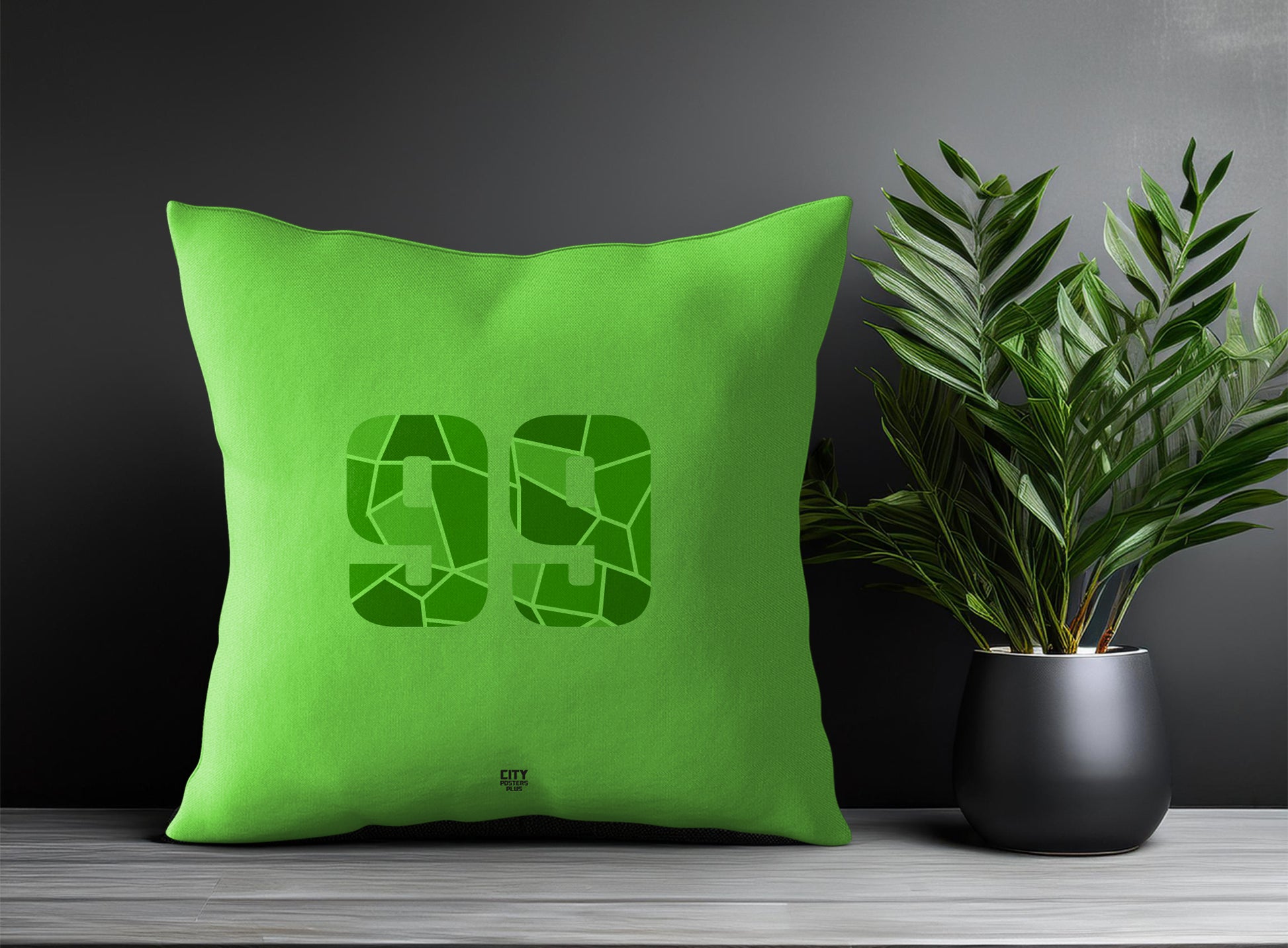 99 Number Pillow Case and Pillow Throw (Liril Green)