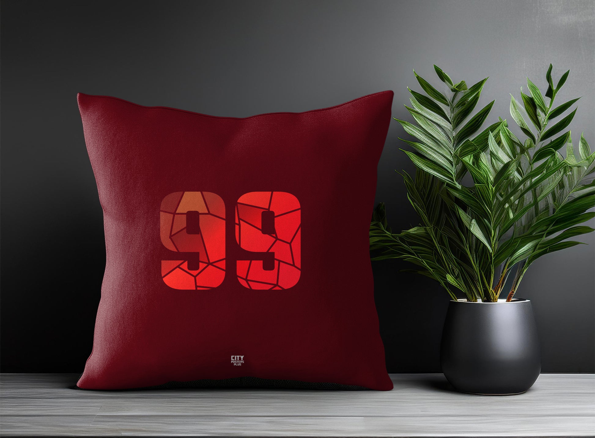 99 Number Pillow Case and Pillow Throw (Maroon)