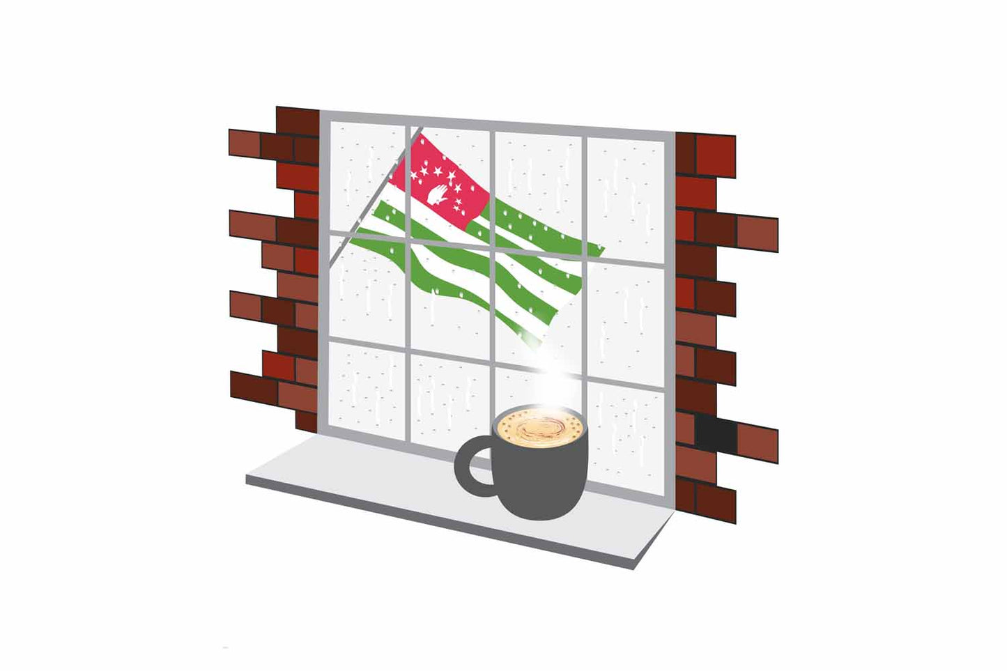 Abkhazia Coffee Rain Window Fridge Magnet