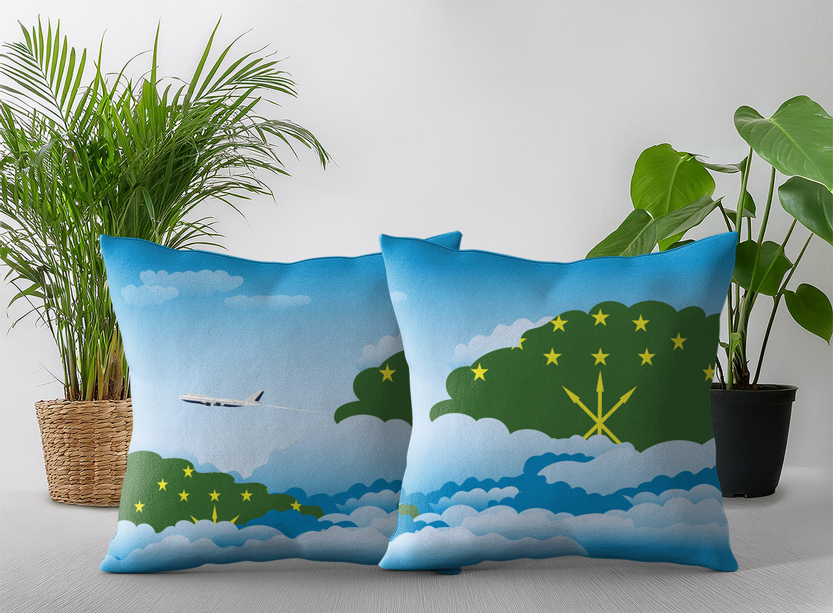 Adygea Day Clouds Pillow Case and Pillow Throw