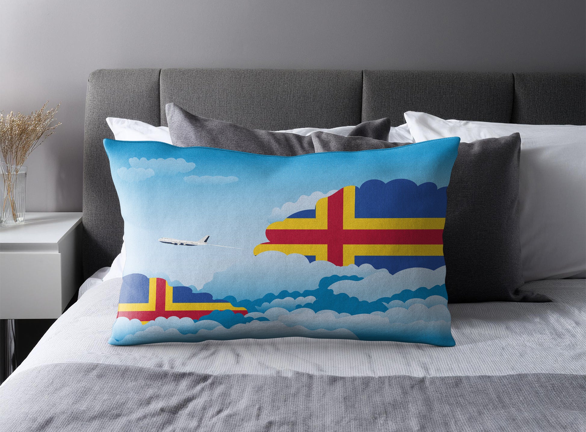 Aland Day Clouds Pillow Case and Pillow Throw