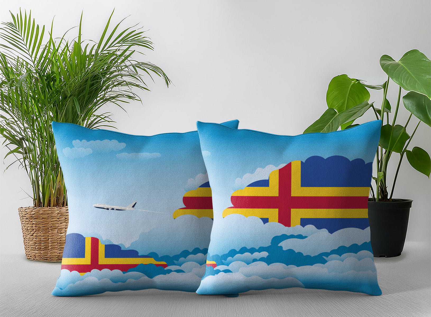 Aland Day Clouds Pillow Case and Pillow Throw