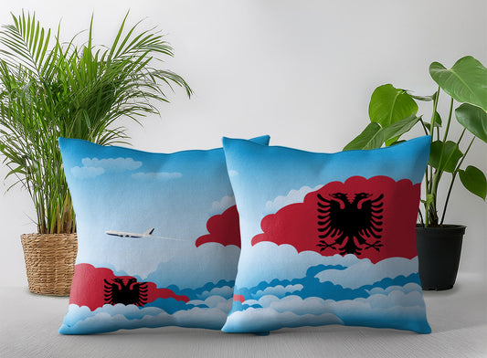 Albania Day Clouds Pillow Case and Pillow Throw