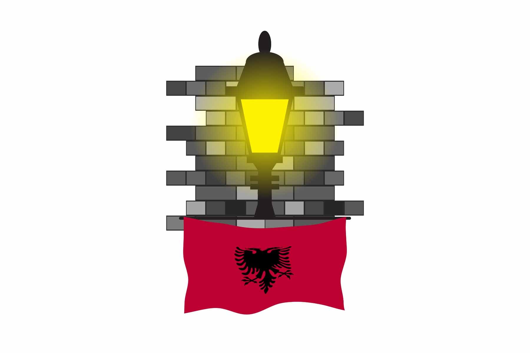 Albania Street Lamp Bricks Fridge Magnet