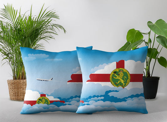 Alderney Day Clouds Pillow Case and Pillow Throw