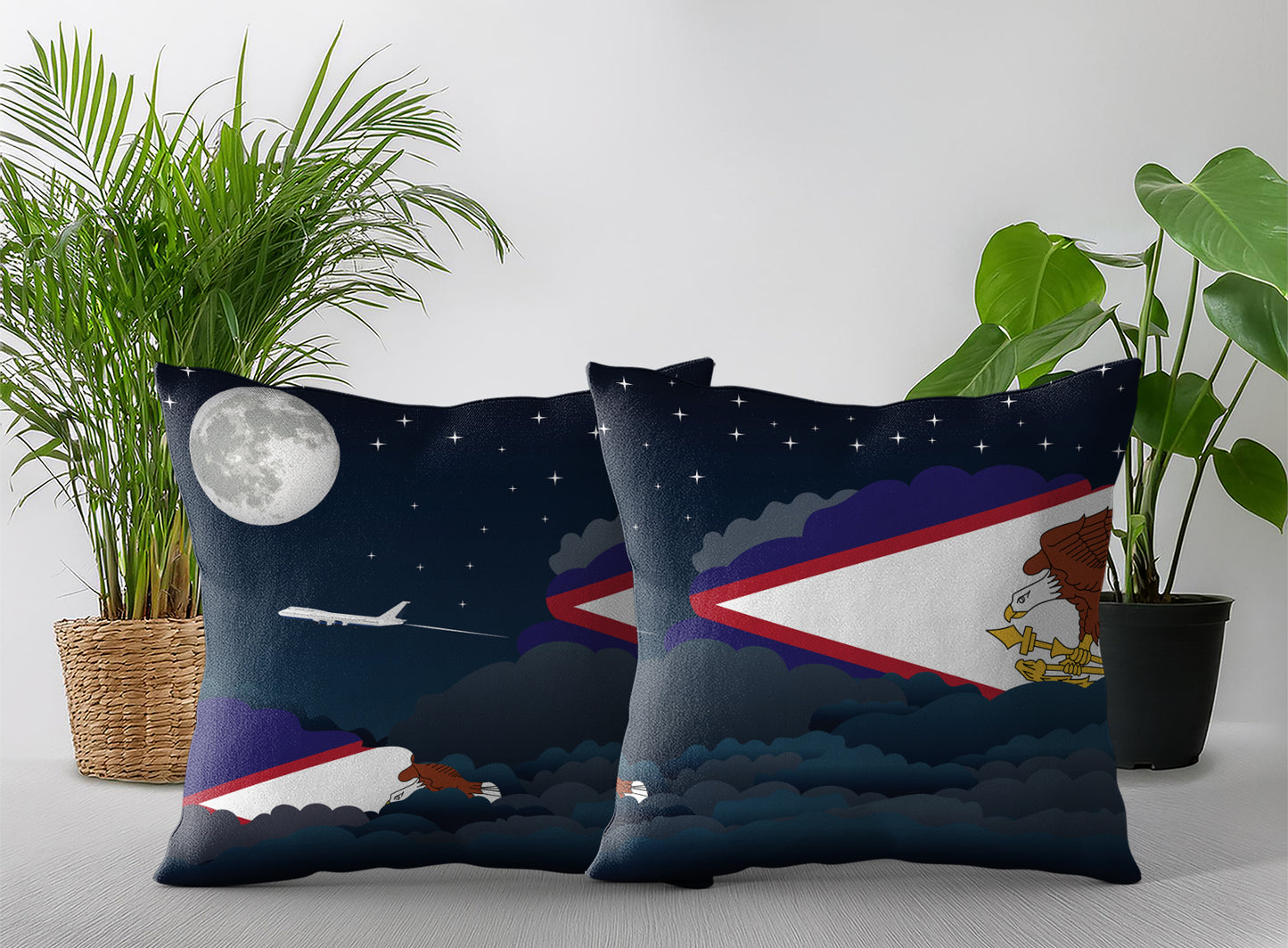 American Samoa Night Clouds Pillow Case and Pillow Throw