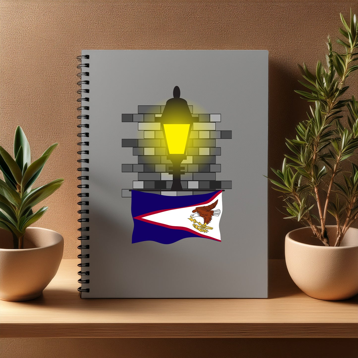 American Samoa  Street Lamp Bricks Notebook