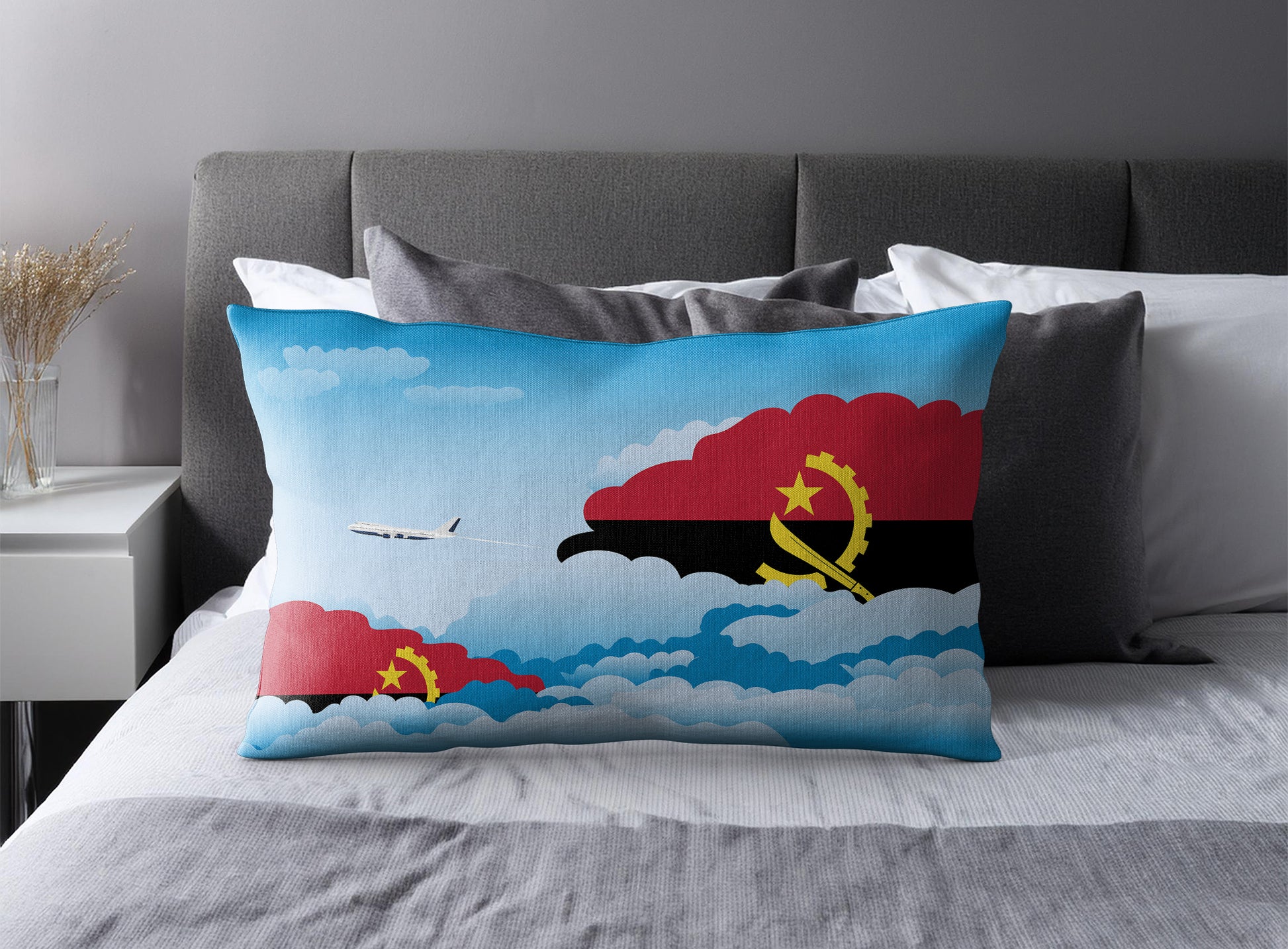 Angola Day Clouds Pillow Case and Pillow Throw