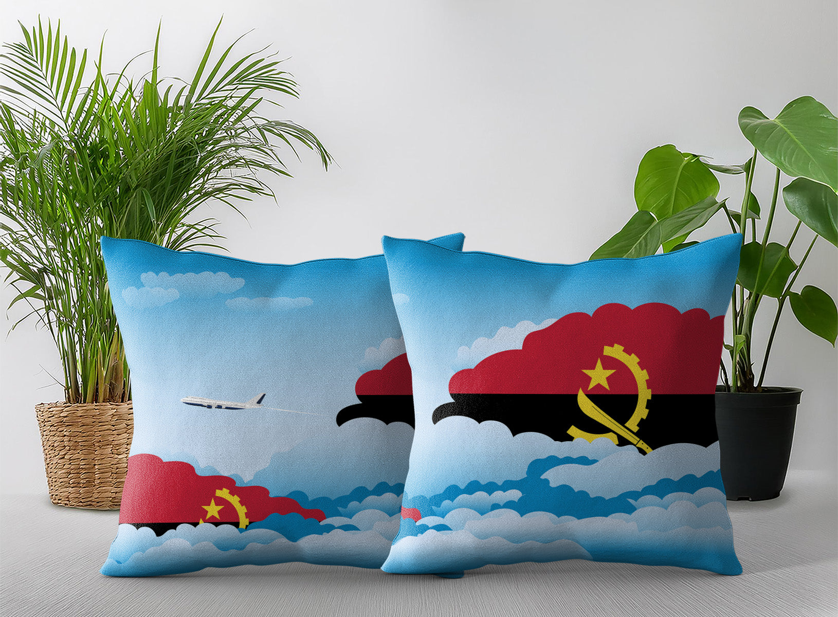Angola Day Clouds Pillow Case and Pillow Throw
