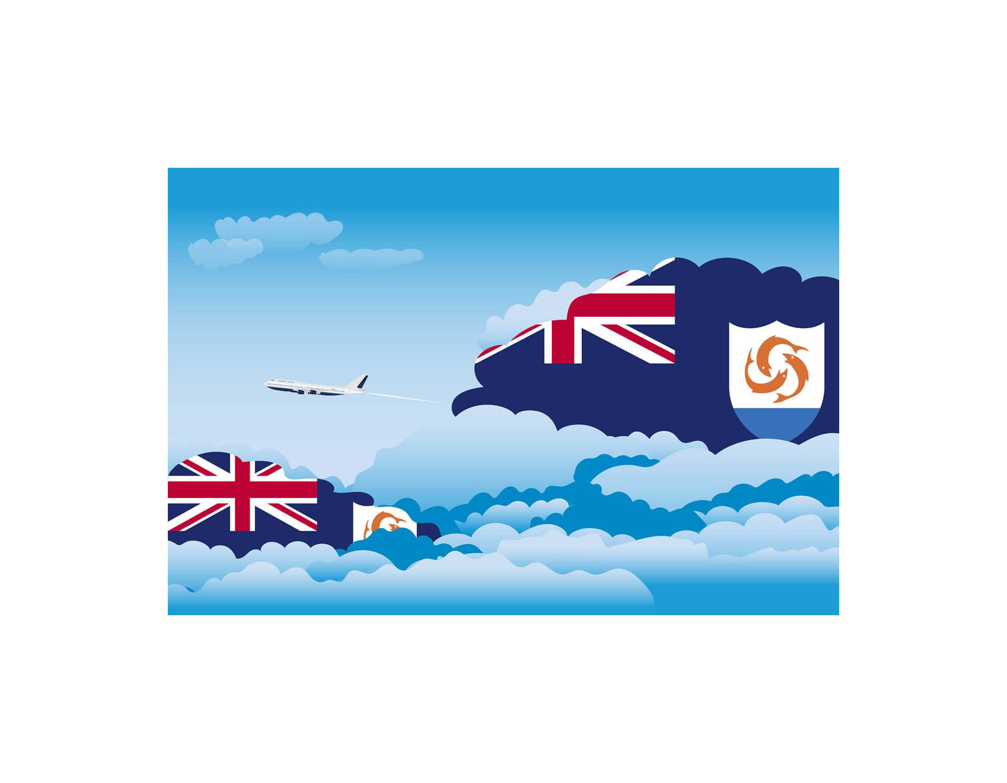 Anguilla Day Clouds Blanket Throw