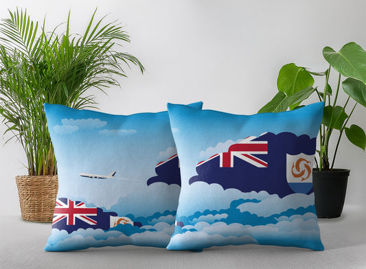 Anguilla Day Clouds Pillow Case and Pillow Throw