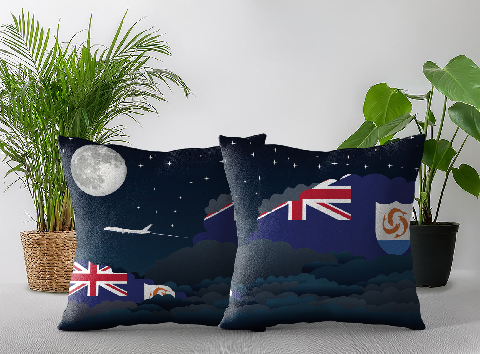 Anguilla Night Clouds Pillow Case and Pillow Throw