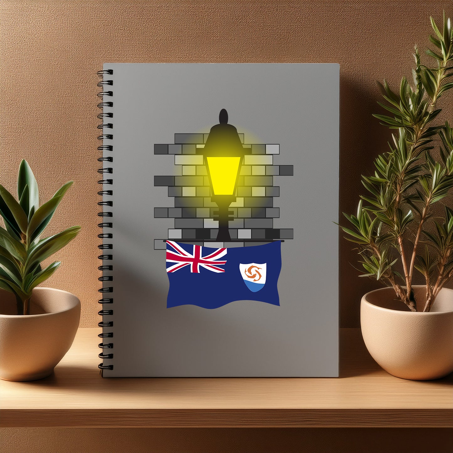 Anguilla  Street Lamp Bricks Notebook