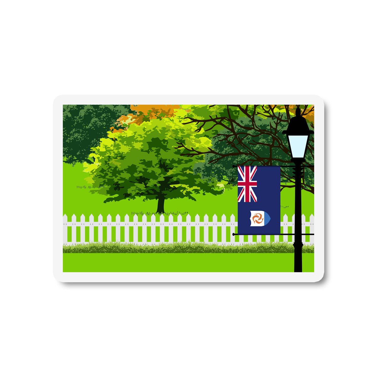 Anguilla Trees and Street Lamp Sticker