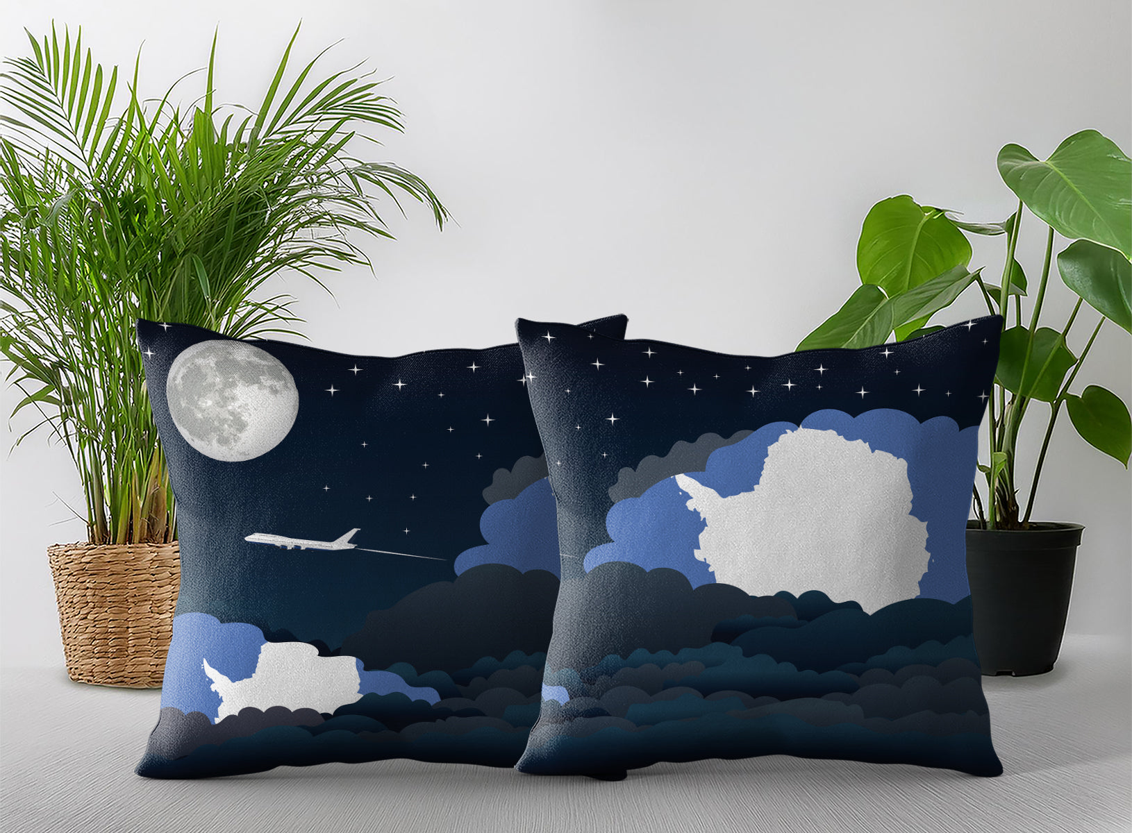 Antarctica Night Clouds Pillow Case and Pillow Throw