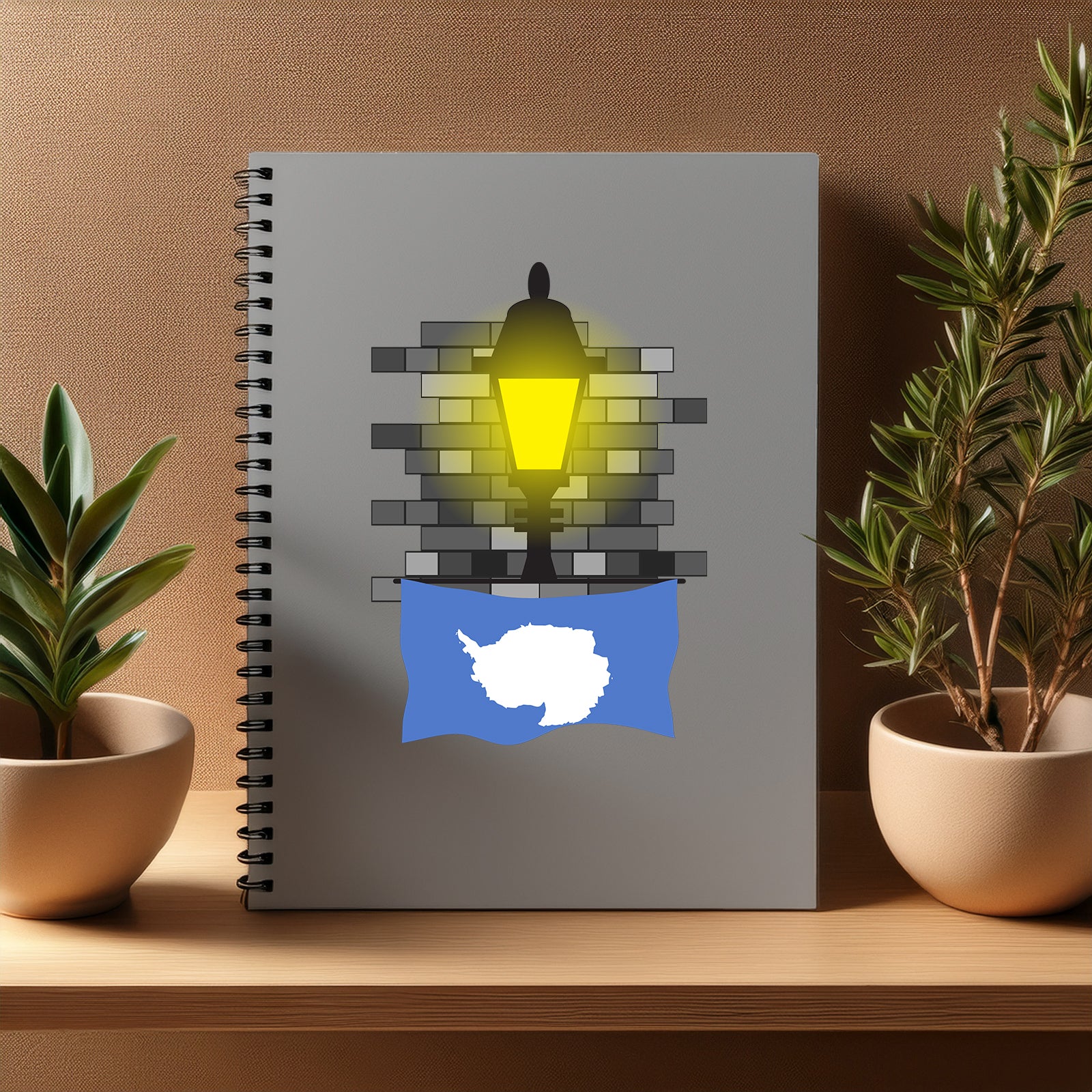 Antarctica  Street Lamp Bricks Notebook