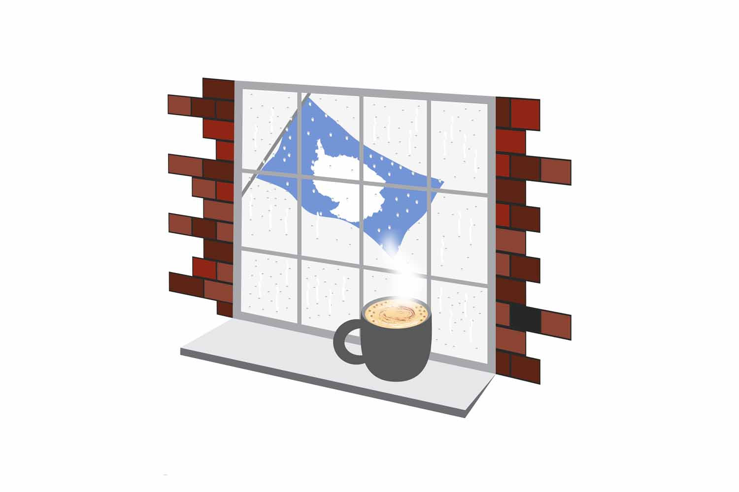 Antarctica Coffee Rain Window Fridge Magnet