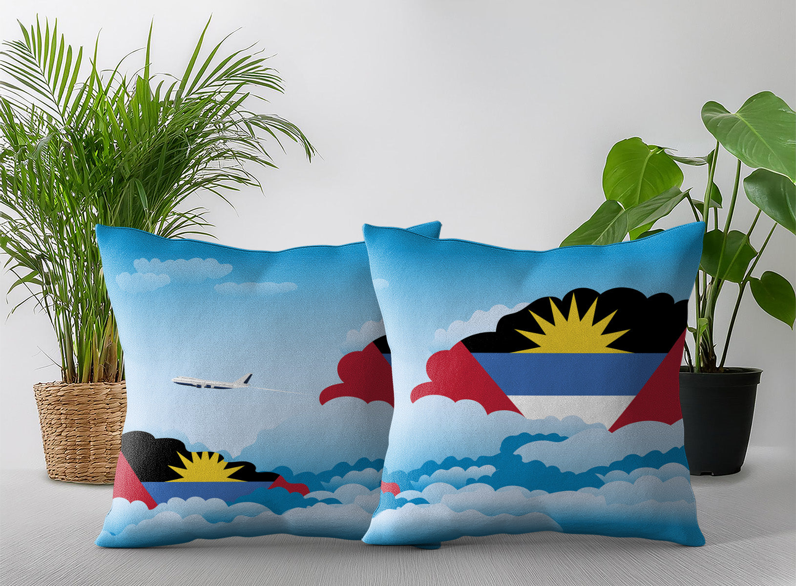 Antigua Case and Barbuda Day Clouds Pillow Case and Pillow Throw