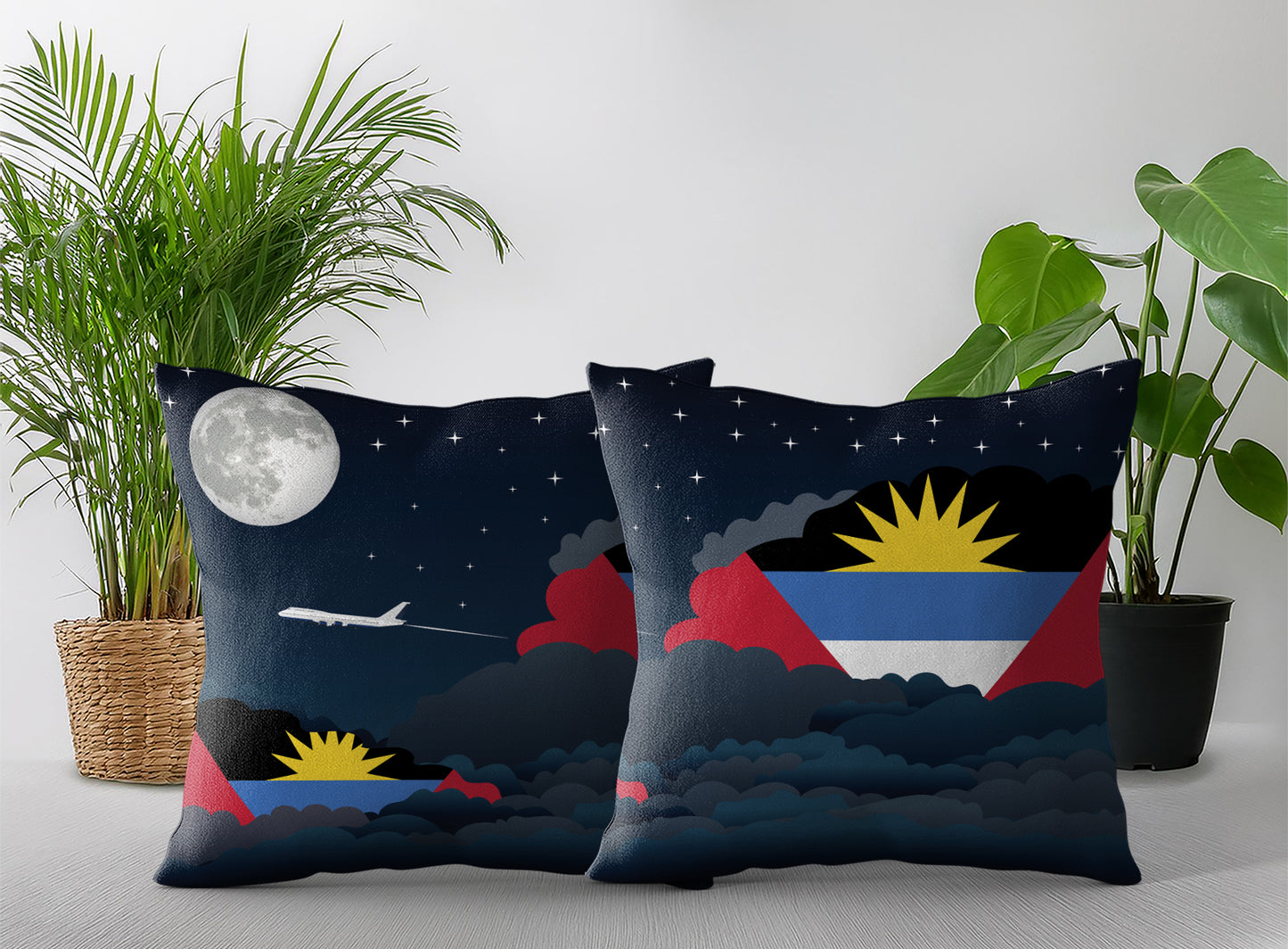 Antigua Case and Barbuda Night Clouds Pillow Case and Pillow Throw