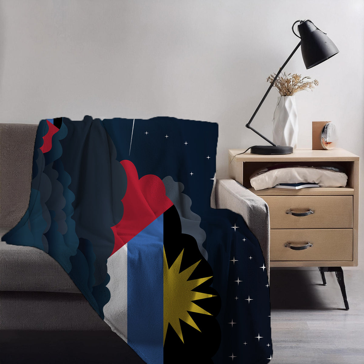 Antigua Case and Barbuda Night Clouds Blanket Throw