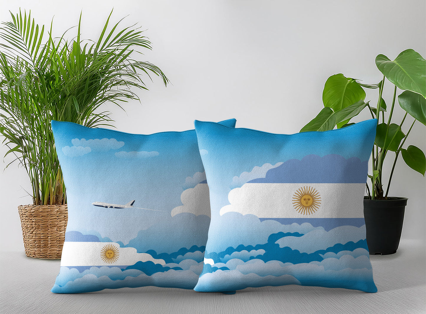 Argentina Day Clouds Pillow Case and Pillow Throw